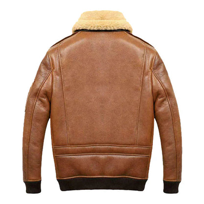 Men's A2 Aviator Camel Faux Shearling Bomber Leather Jacket image 1