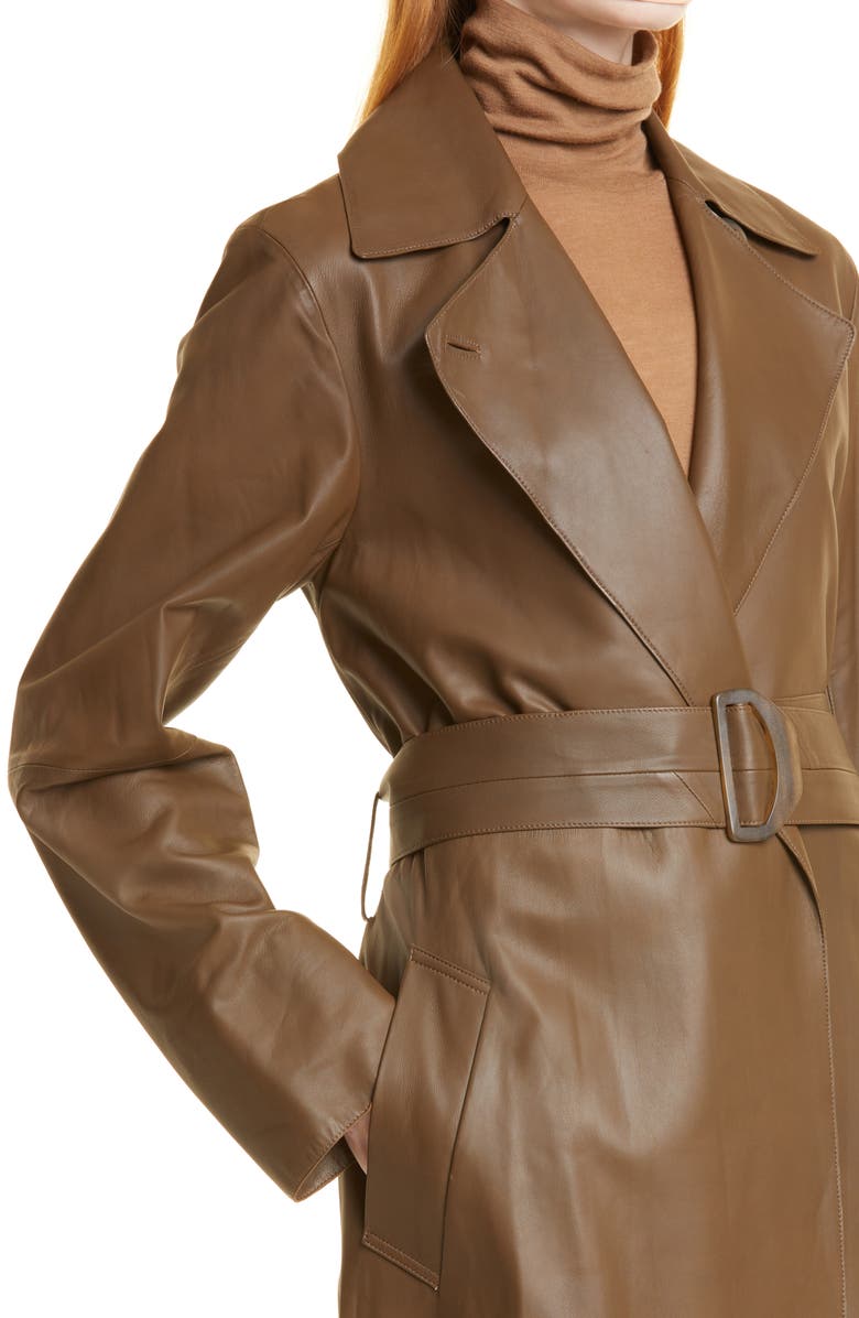 Belted Leather Trench Coat image 3