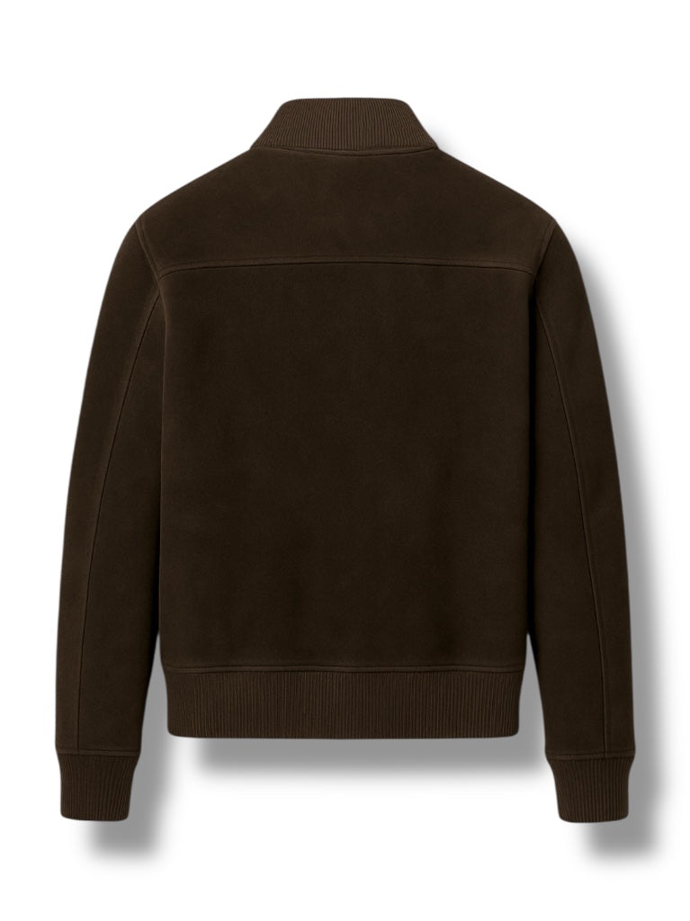 dark Brown suede leather jacket on a white background