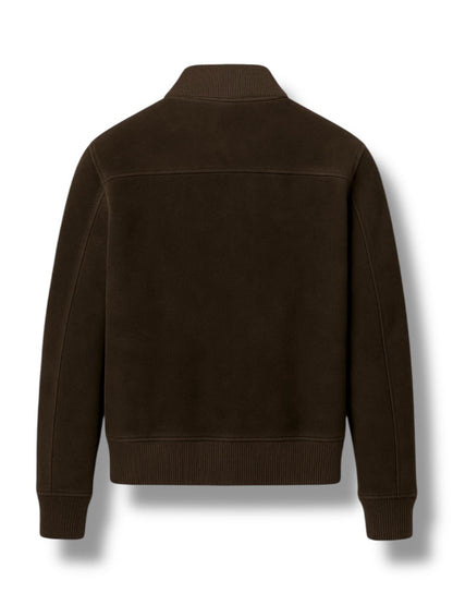 dark Brown suede leather jacket on a white background