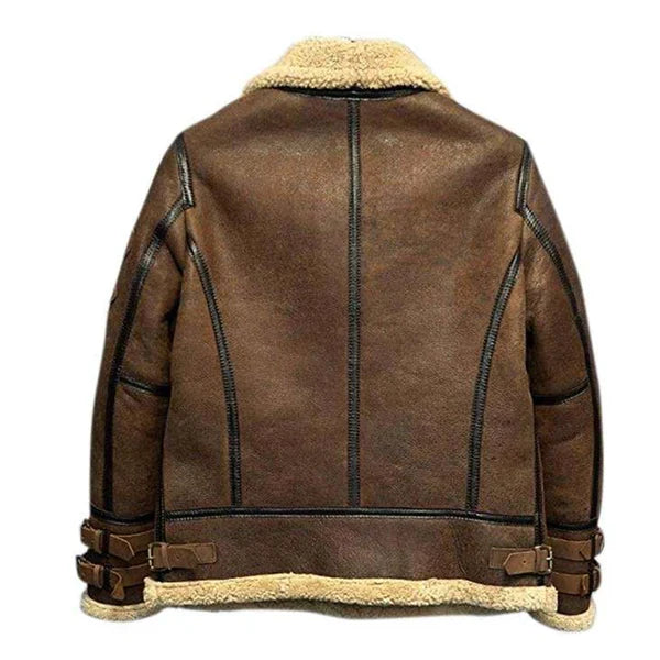 Men's RAF B3 Faux Aviator Shearling Dark Brown Jacket image 1