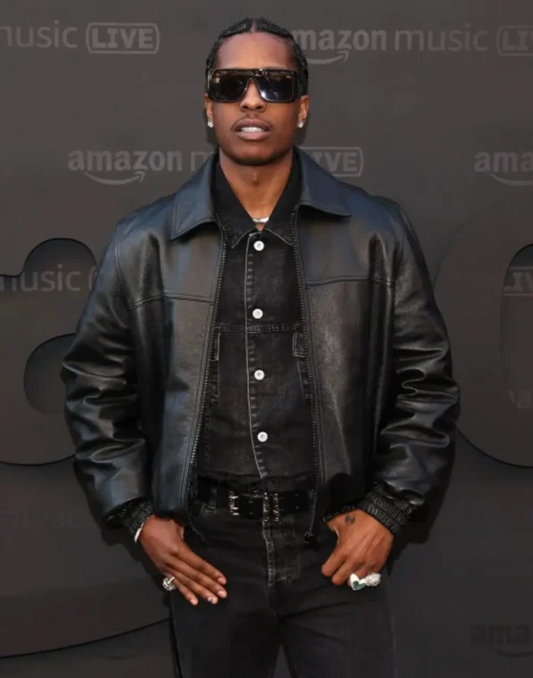 ASAP Rocky Black Leather Jacket image 0