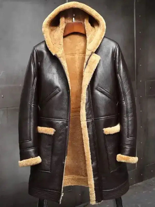 Mens RAF Shearling Fur Sheepskin Leather Coat image 0