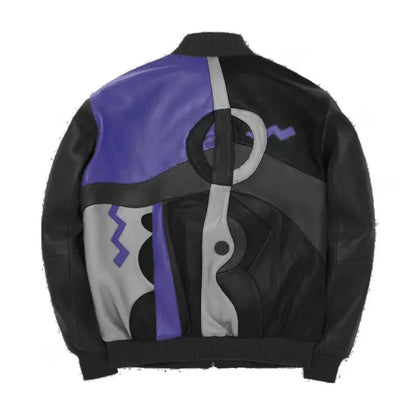 Men's Stylish Black Pecaso With Purple Leather Jacket image 1