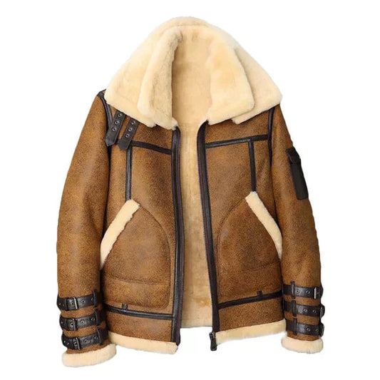 Men's B3 Faux Shearling Brown Bomber Leather Jacket image 0