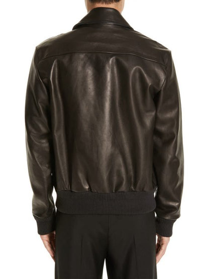 Black Lambskin Leather Jacket Men image 2