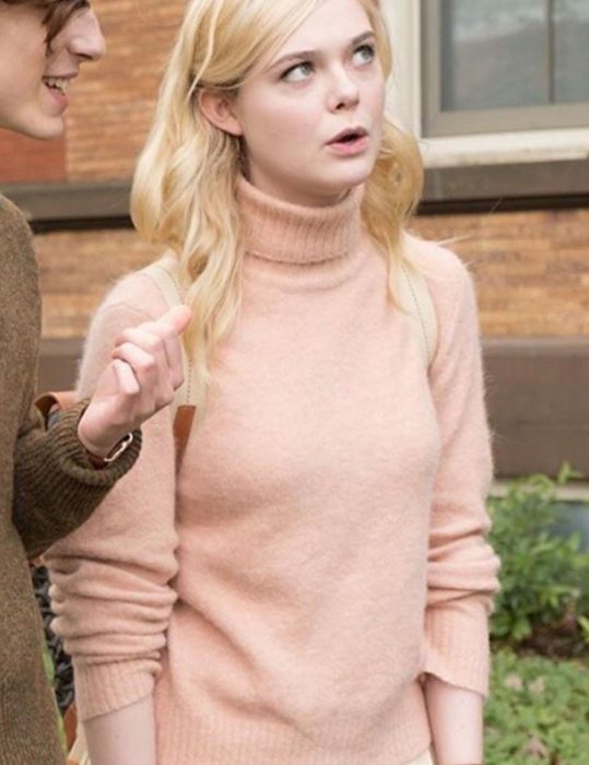 A Rainy Day In New York Elle Fanning Pink Sweater image 1