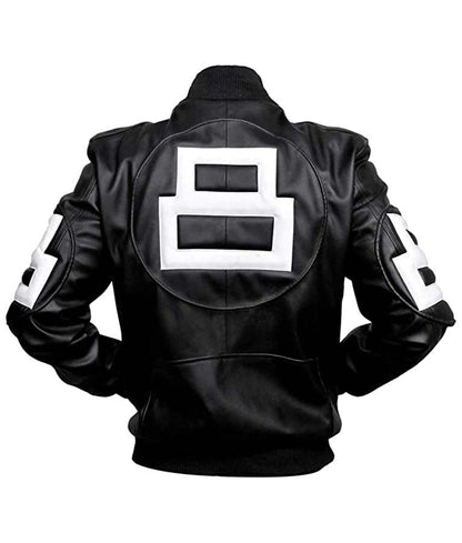 8 Ball Leather Jacket Bomber Style Black Leather Jacket image 0