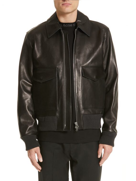 Black Lambskin Leather Jacket Men image 3