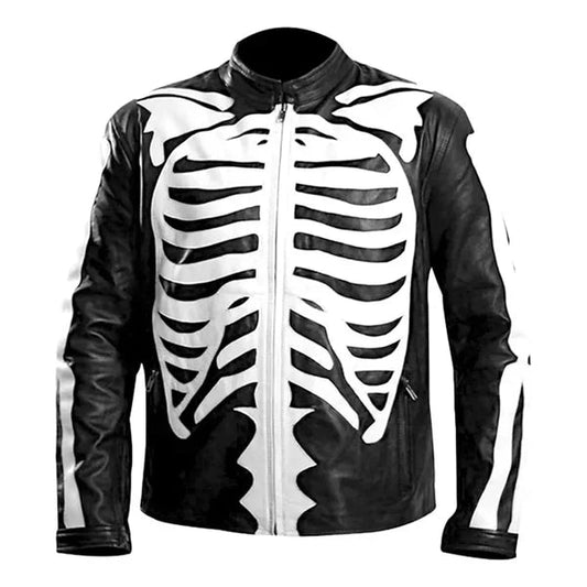Men's Rob Zombie Skeleton Bones Skull Leather Jacket image 0