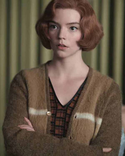Anya Taylor Joy The Queen’s Gambit Brown Sweater image 1