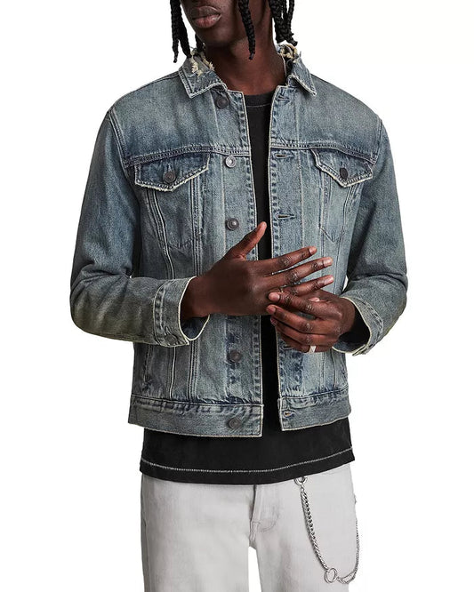 ALLSAINTS Frun Cotton Distressed Trucker Jacket image 0