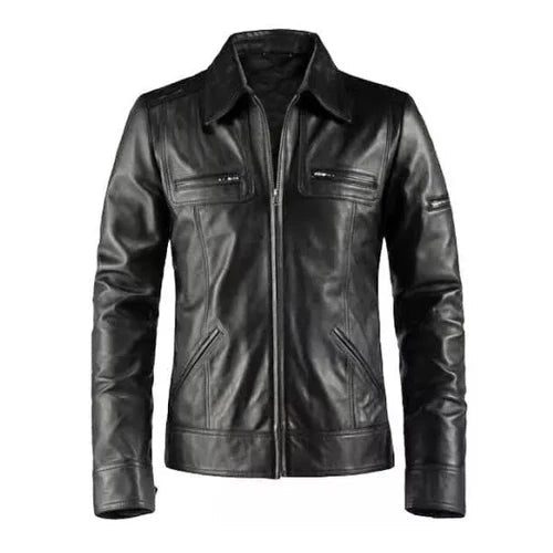Men's Sable Genuine Black Leather Jacket image 0