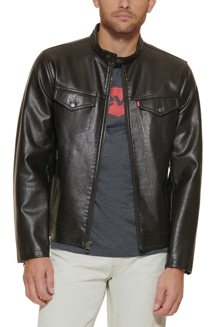 Water Resistant Faux Leather Racer Jacket image 1