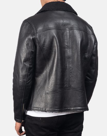 Black Alberto Shearling Leather Jacket image 1