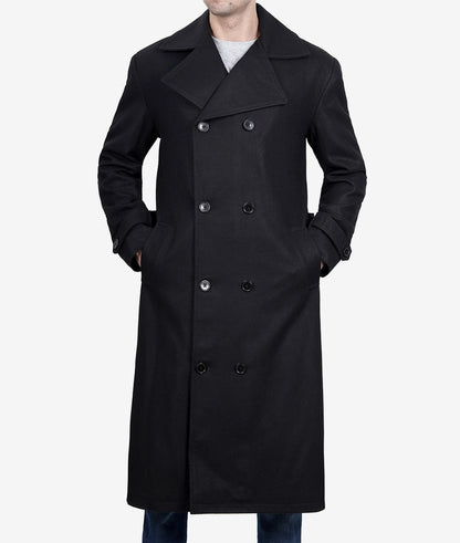 Kenney Men's Black Double Breasted Wool Coat image 1