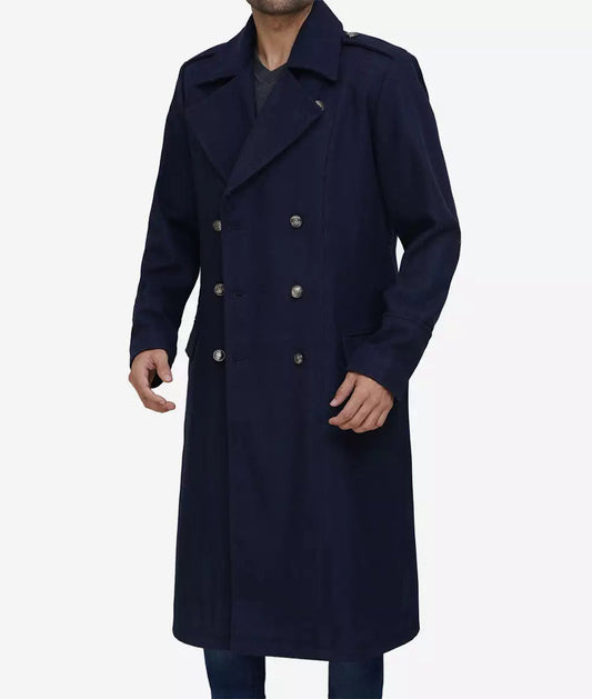 Wallace Men's Double Breasted Blue Overcoat image 0