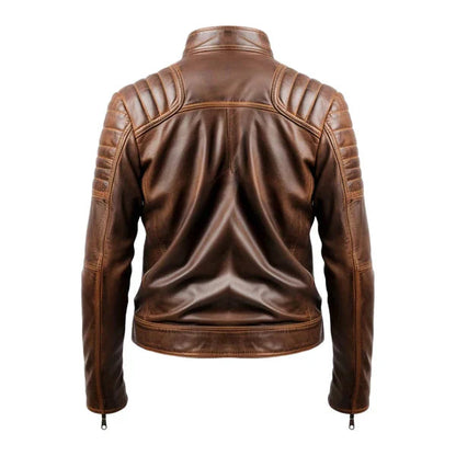 Men's Brown Leo Distressed Leather Jacket image 1
