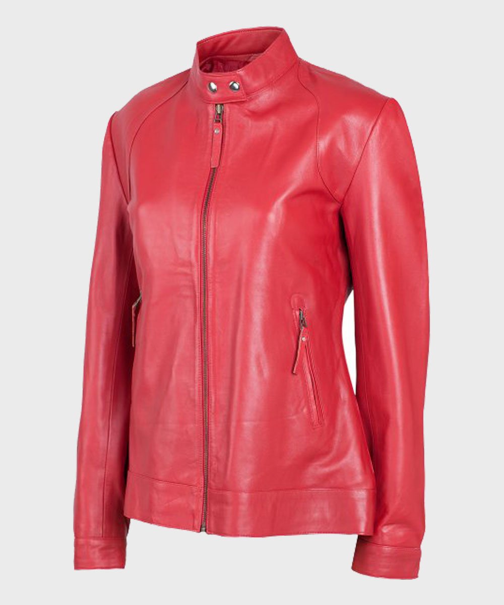 Womens Red Leather Jacket image 0