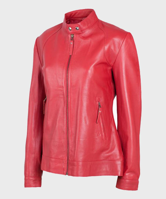 Womens Red Leather Jacket image 0