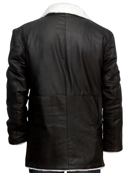 Mens Real Sheepskin Winter Shearling Fur Coat Black image 1