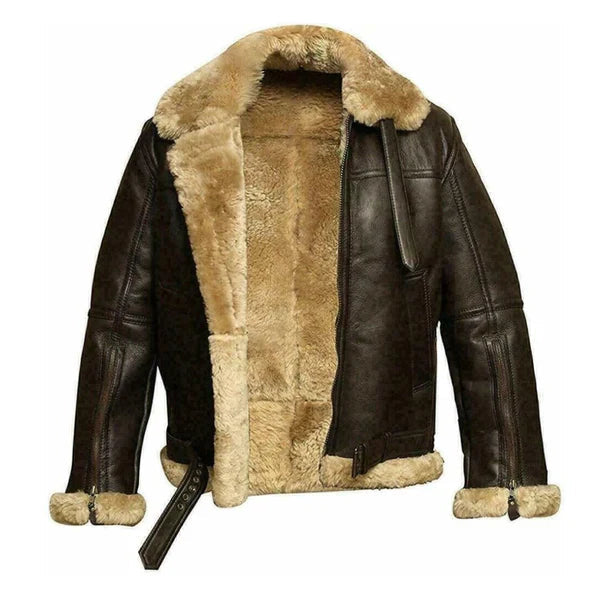 Men's RAF Flight Aviator Faux Shearling Leather Jacket image 1