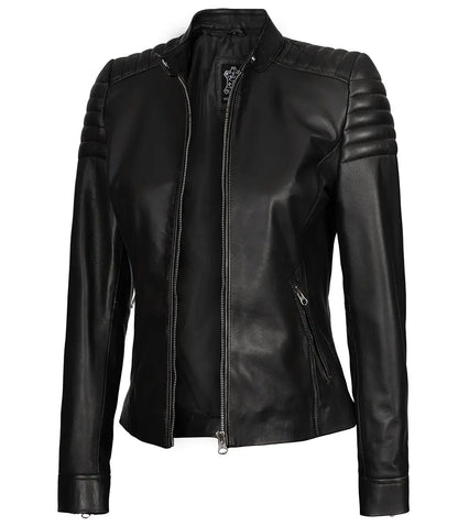 Women's Carrie Slim Fit Black Leather Jacket image 0