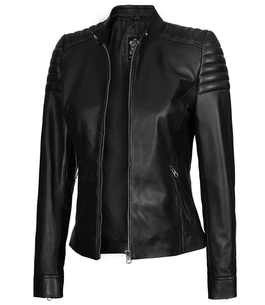 Women's Carrie Slim Fit Black Leather Jacket image 0