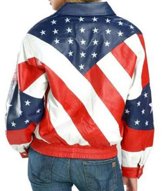Women's American Flag Leather Jacket image 1