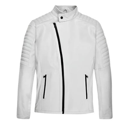 Men's Titan White Leather Jacket image 0
