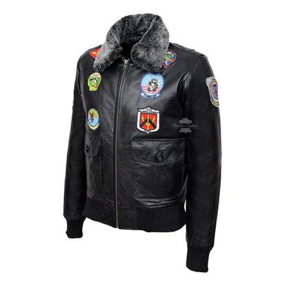 Men's A-1 Flight Faux Shearling Black Bomber Jacket image 1