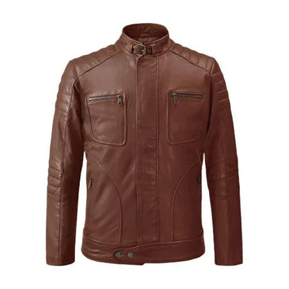 Men's Tan Rebellion Biker Leather Jacket image 0