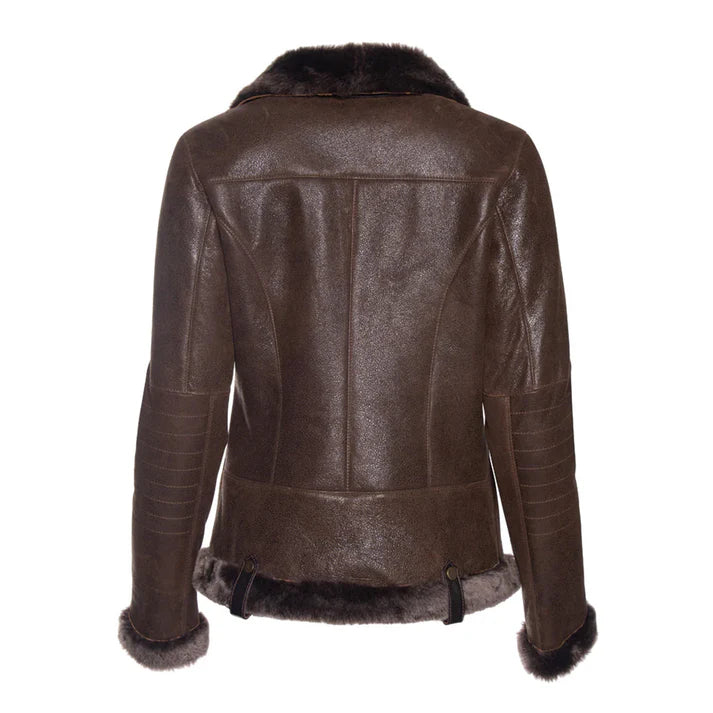 Women's Merino Tobacco Shearling Leather Jacket image 1