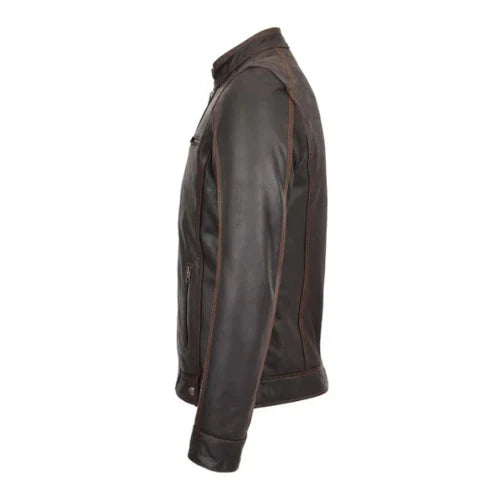 Men's Ethan Classic Brown Biker Leather Jacket image 1