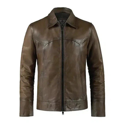 Men's Vintage Phonics Brown Leather Jacket image 0
