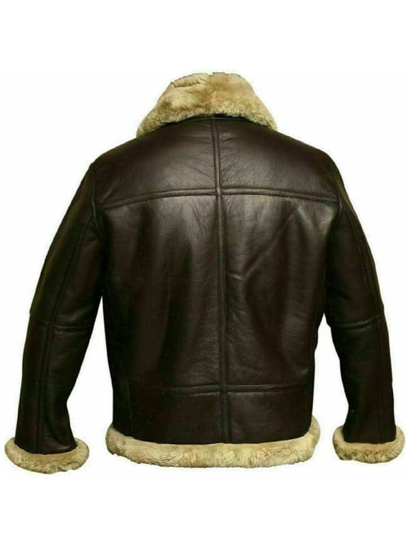 Mens RAF Aviator B3 Ginger Shearling Bomber Sheepskin Leather Jacket image 1