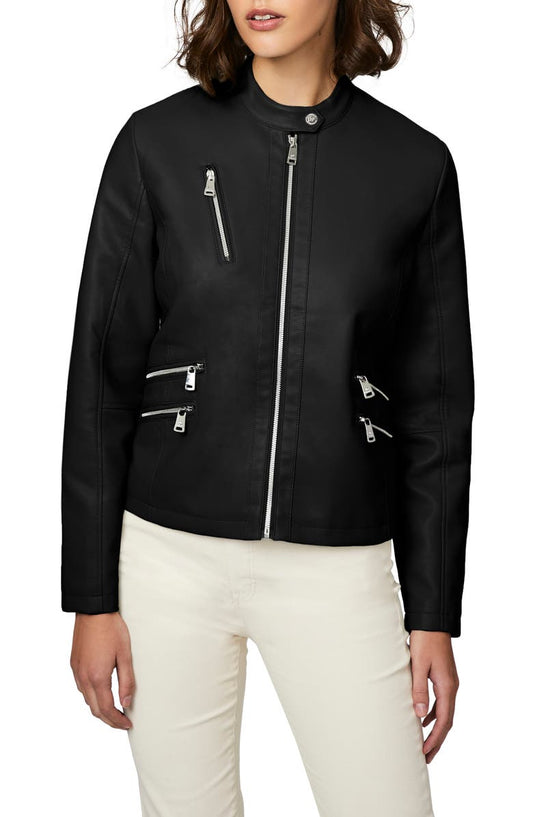 Zip Detail Faux Leather Jacket image 0
