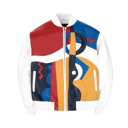 Men's Stylish White Pecaso With Red Leather Jacket image 0