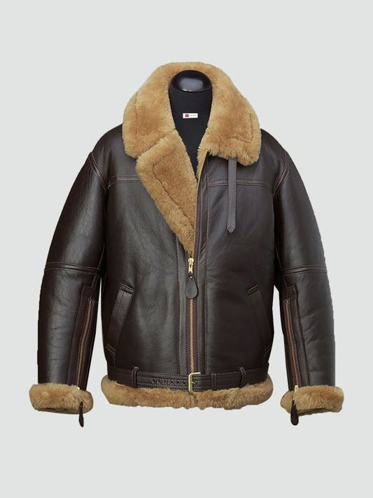 Mens RAF Shearling Leather Jacket image 0