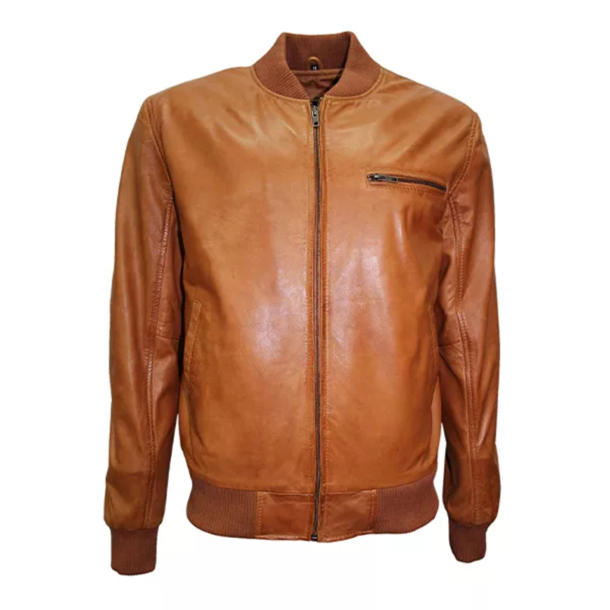 Men Casual Tan Brown Bomber Jacket image 0