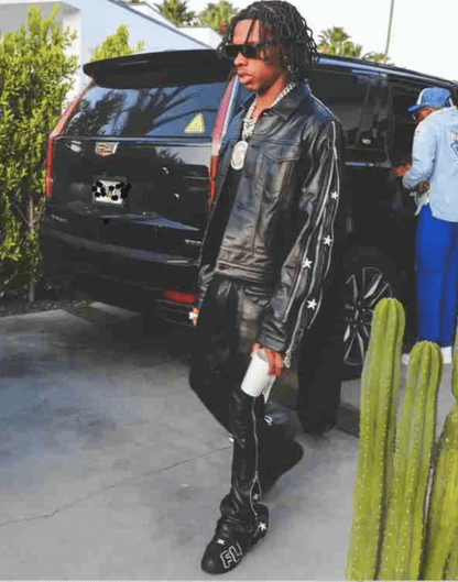 Black Sunset Rodeo Lil Baby Leather Jacket image 1