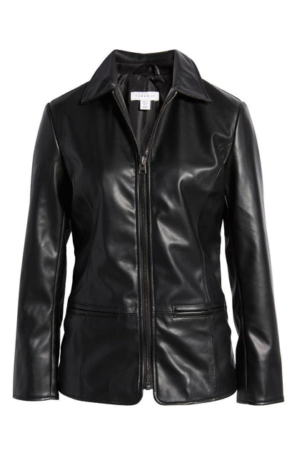 90s Faux Leather Zip Jacket image 2
