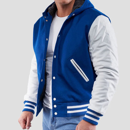 Men's Bright Royal Varsity Hoodie Jacket image 1