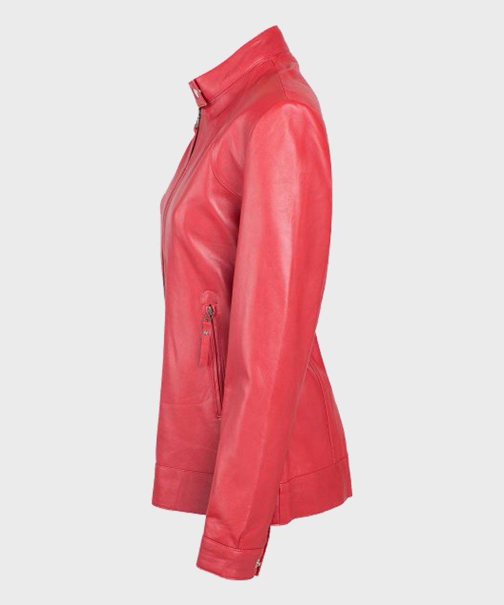 Womens Red Leather Jacket image 1