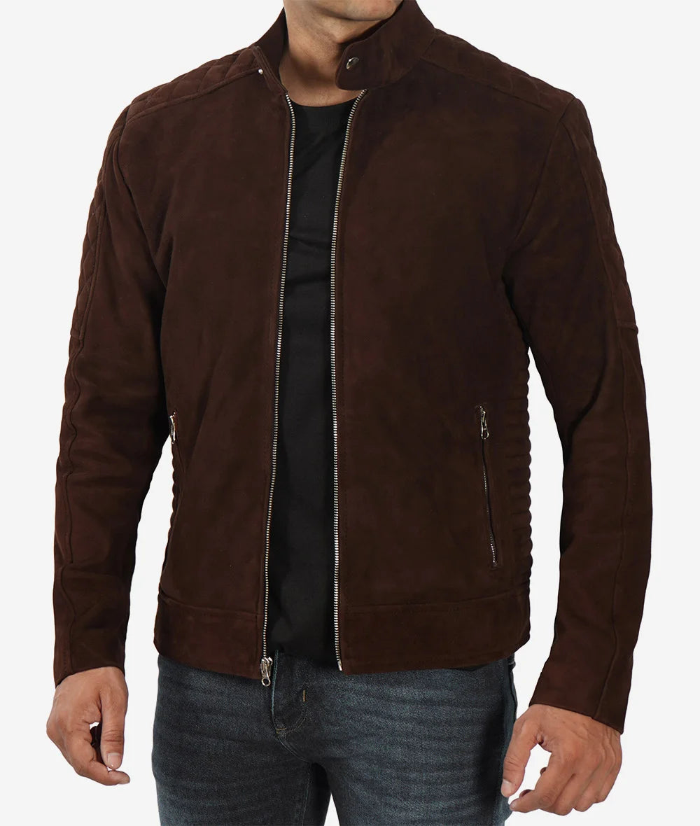 Men's Top Notch Dark Brown Suede Leather Jacket image 0