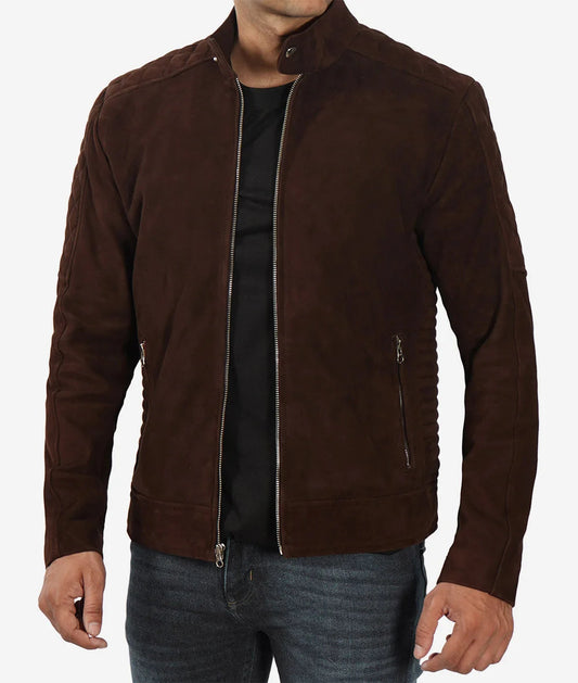 Men's Top Notch Dark Brown Suede Leather Jacket image 0