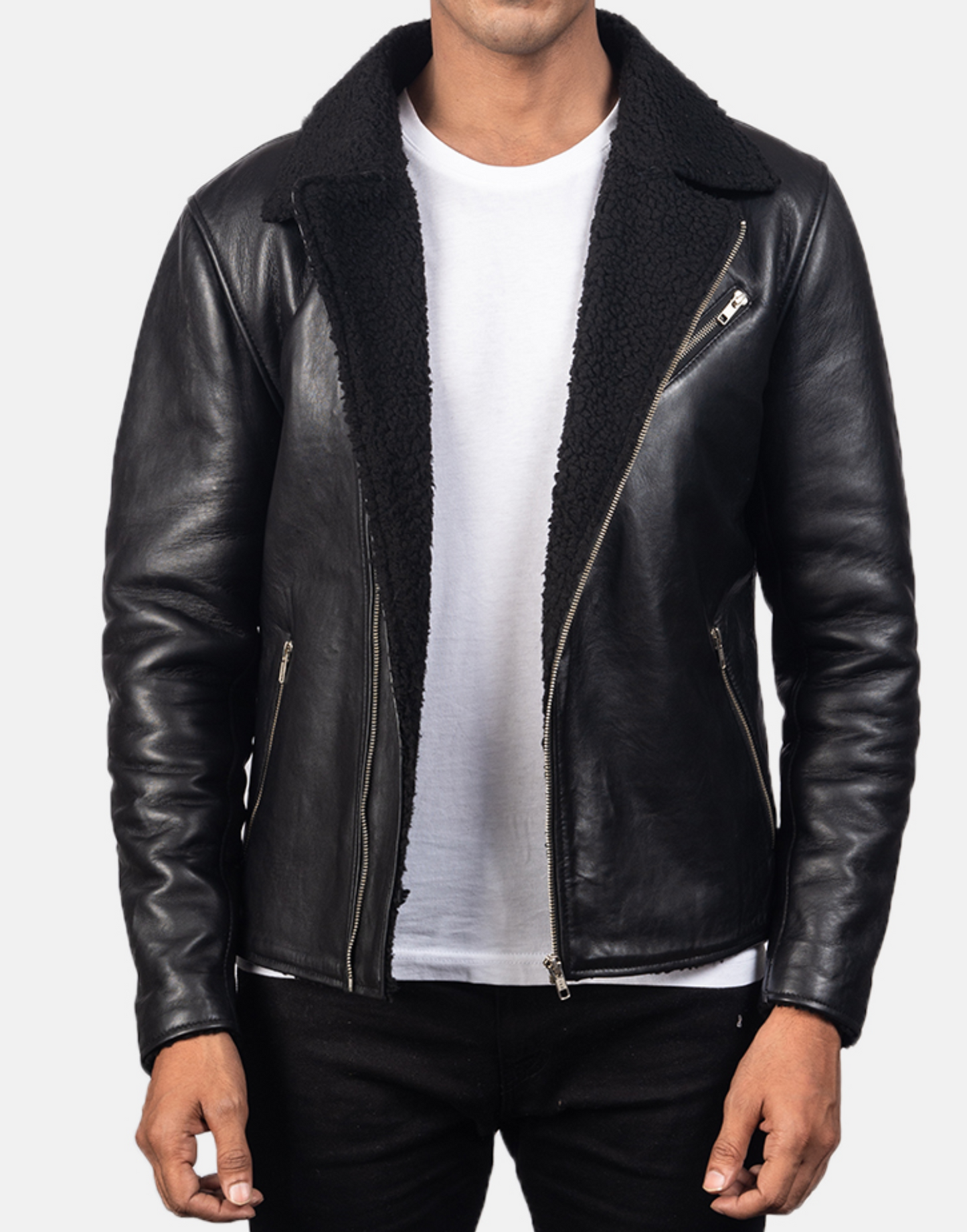 Black Alberto Shearling Leather Jacket image 0