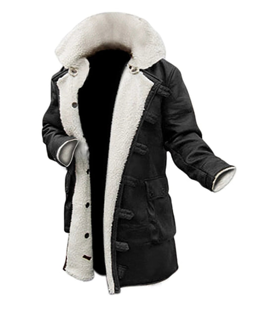 Men's Bane Black Genuine Leather Winter Coat - Swedish Bomber Jacket image 0