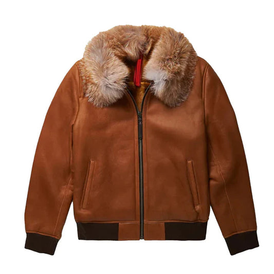 Men's B3 Brown Flying Aviator Faux Shearling Bomber Jacket image 0