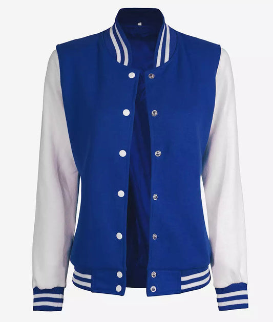 Women's Royal Blue and White Varsity Jacket - Baseball Style image 0